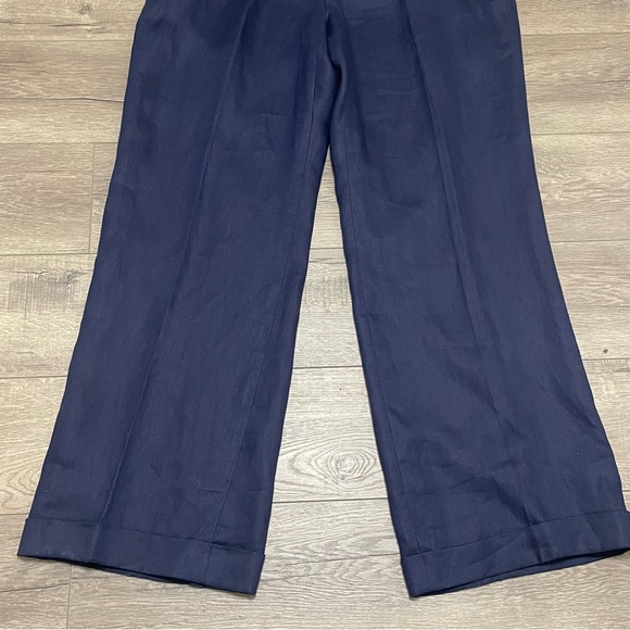Lauren Ralph Lauren Womens Pants Trouser Linen Navy Blue Cuffed Sz 14W NWT $139 - Picture 2 of 8